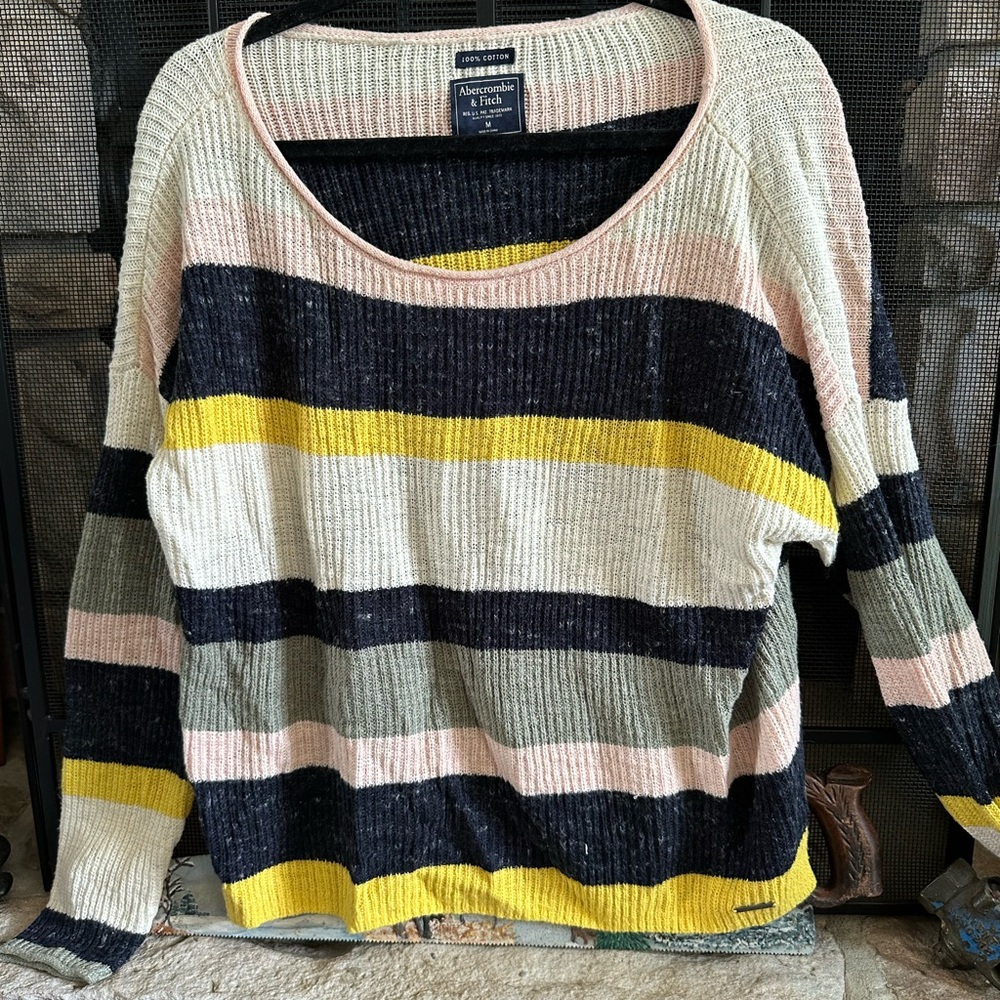 Abercrombie & Fitch Women's Striped Sweater - Black, Yellow, Cream, Pink, Green